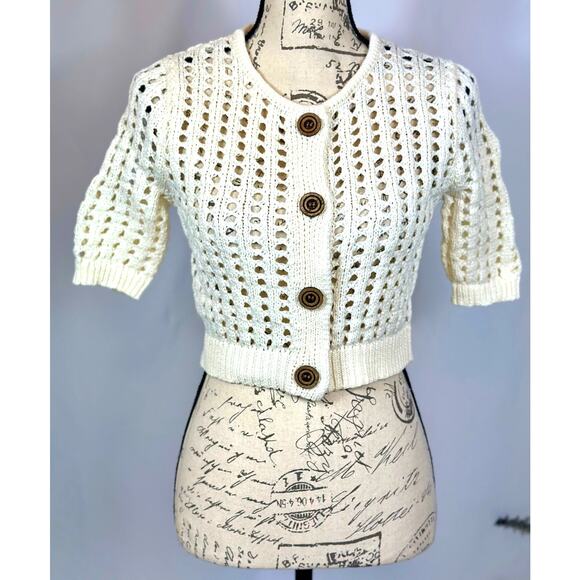 525 America Adele Cropped Short Sleeves Cardi Chalk size S - Picture 7 of 14